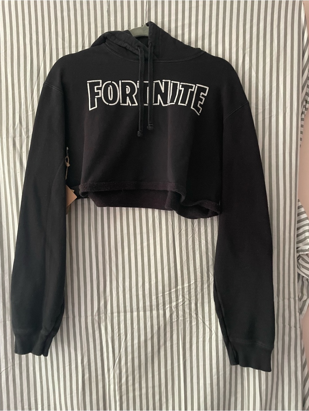 Fortnite Crop Top Black Hoodie